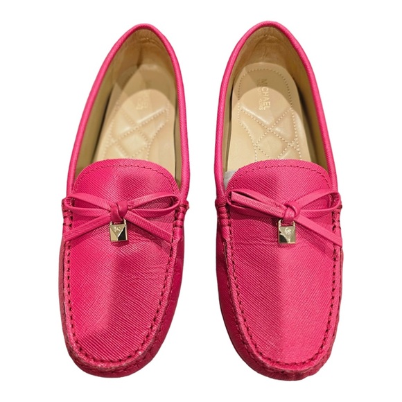 Michael Kors Juliette Pink Leather Driver Moccasins Comfort Shorts - Picture 2 of 7